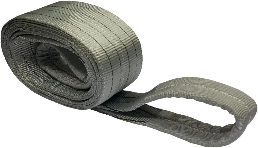 بند اسلینگ تخت دو لایه KNP 4M با چشمی، تسمه بالابر پلی استر سنگین و قوی Sangbing، طوسی