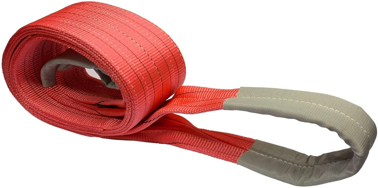 بند اسلینگ تسمه ای با چشمی KNP، تسمه پلی استر سنگین و قوی Sangbing. (6 تن 8 متر (2 لایه)) قرمز