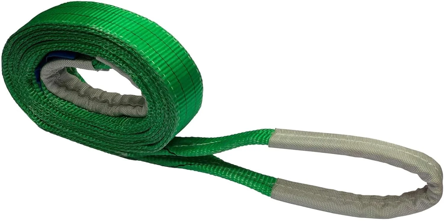 بند حمل بار تسمه ای با چشمی، تسمه پلی استر سنگین و قوی Sangbing. (2 تن 4 متر (1 لایه)) سبز