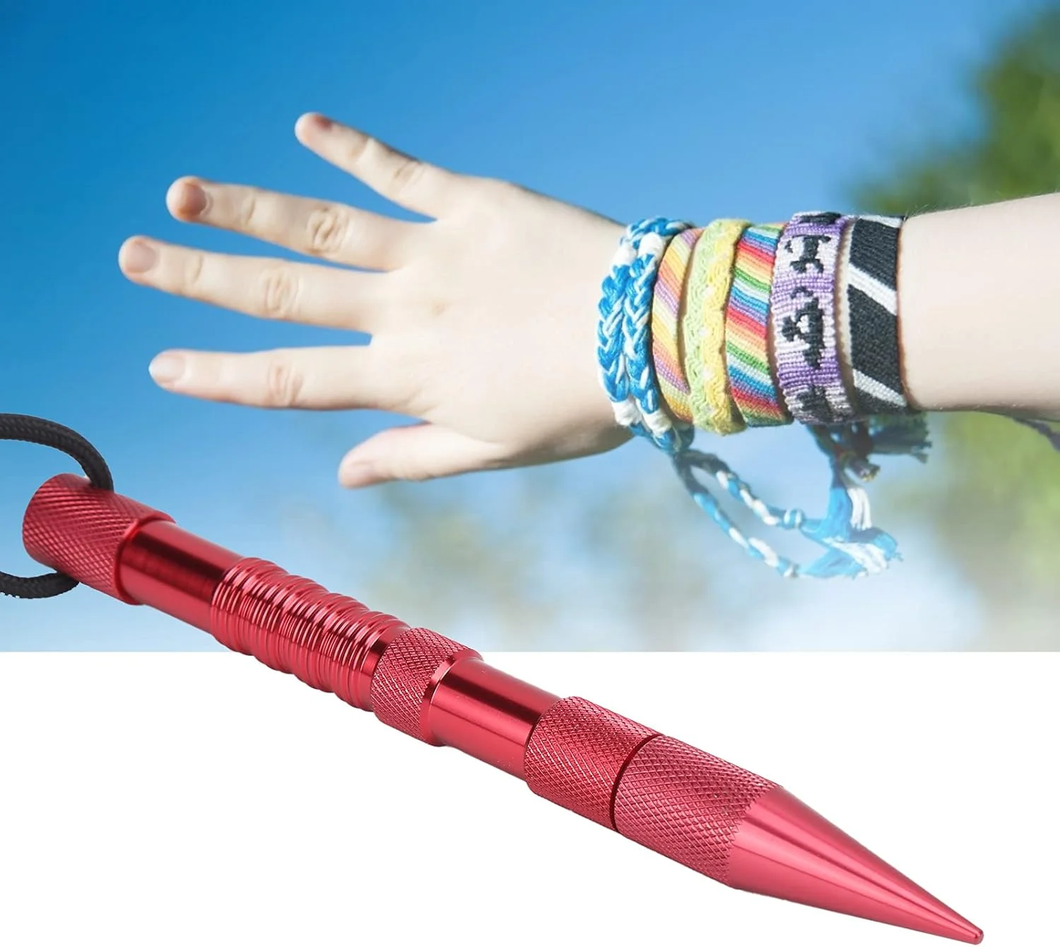 کیت جیگ دستبند USIFAZ، سبک وزن، صیقلی، استفاده راحت، مجموعه سوزن های پاراکورد برای دوخت، ابزار کروچت برای دستبندهای طناب چتر (رنگ: قرمز تکی)