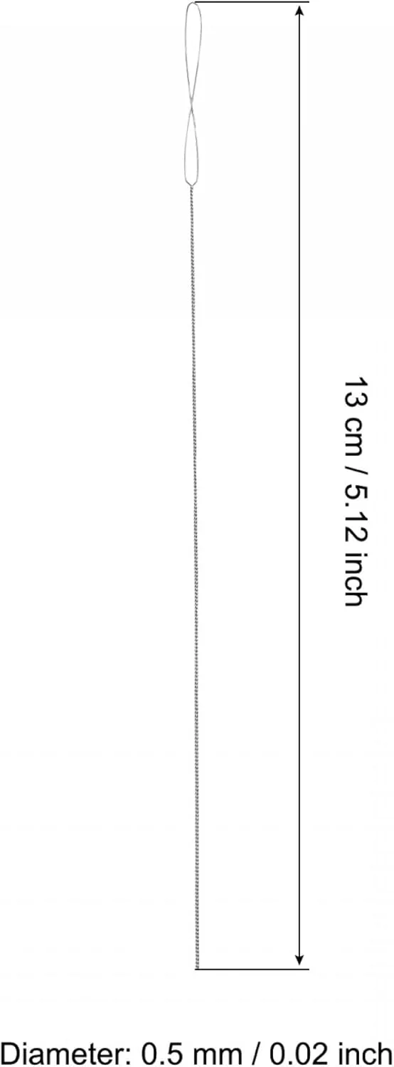 سوزن نخ کشی uxcell، سوزن مهره دوزی چشم بزرگ تاشو، استیل ضد زنگ 130x0.5 میلی متر