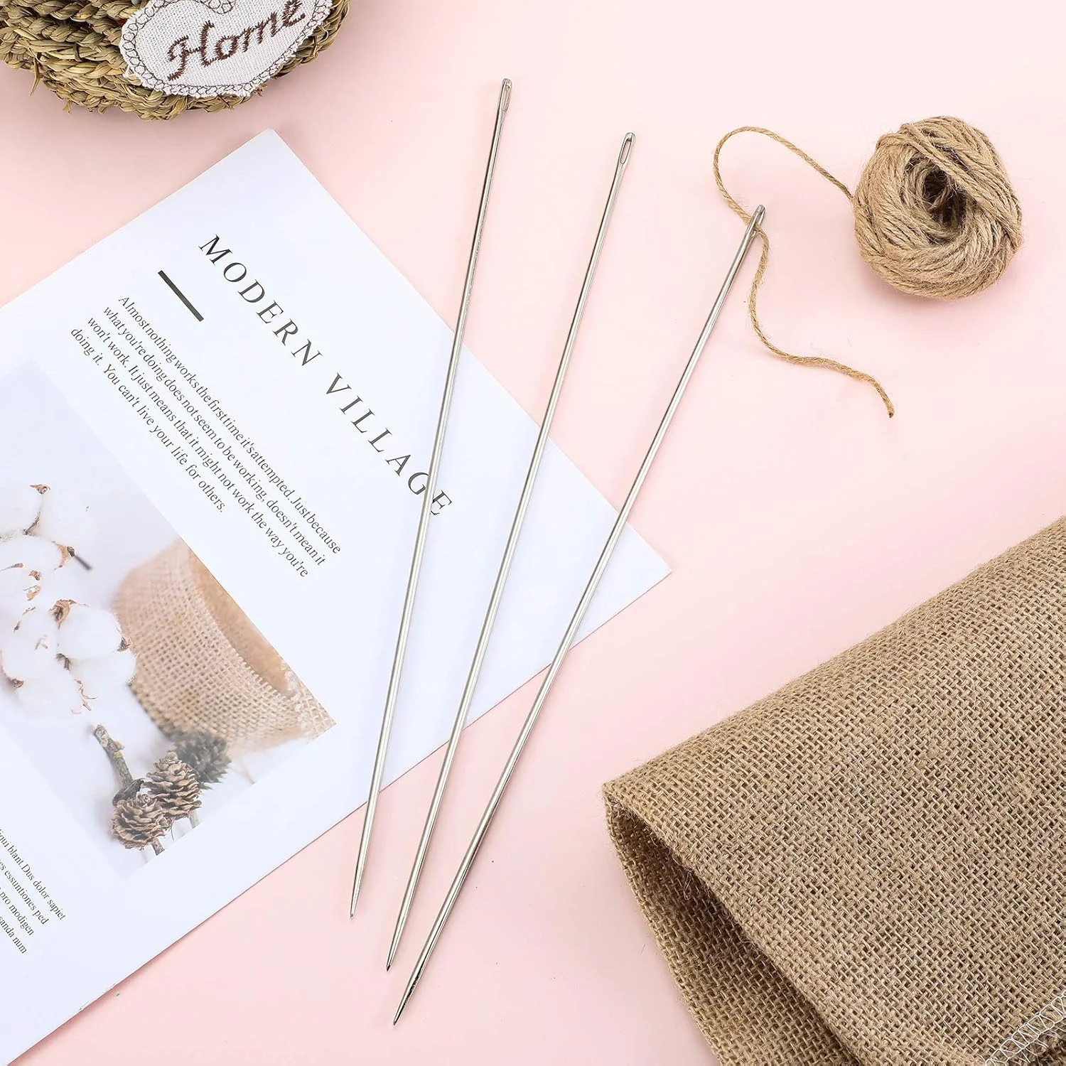 3 عدد سوزن روکش دوزی 30 سانتی متری، سوزن های خیاطی فوق العاده بلند برای صنایع دستی، سوزن روکش دوزی دستی مستقیم از جنس استیل ضد زنگ برای تافتینگ، تسمه کشی، لبه های دوخت و بخیه زدن از طریق لایه گذاری، پروژه های هنری