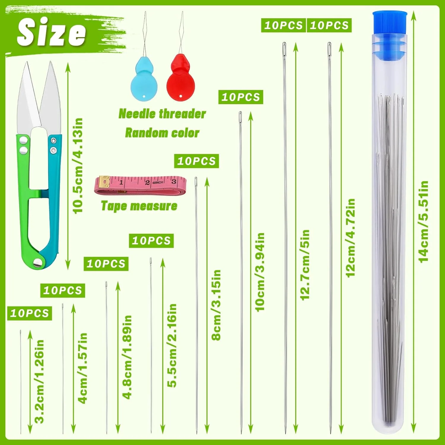 مجموعه سوزن مهره‌بافی UOOU شامل 85 عدد، 8 سایز سوزن‌های بلند و مستقیم نخ مهره‌بافی، سوزن‌های مهره‌دوزی، سوزن برای مهره‌ها برای ساخت جواهرات