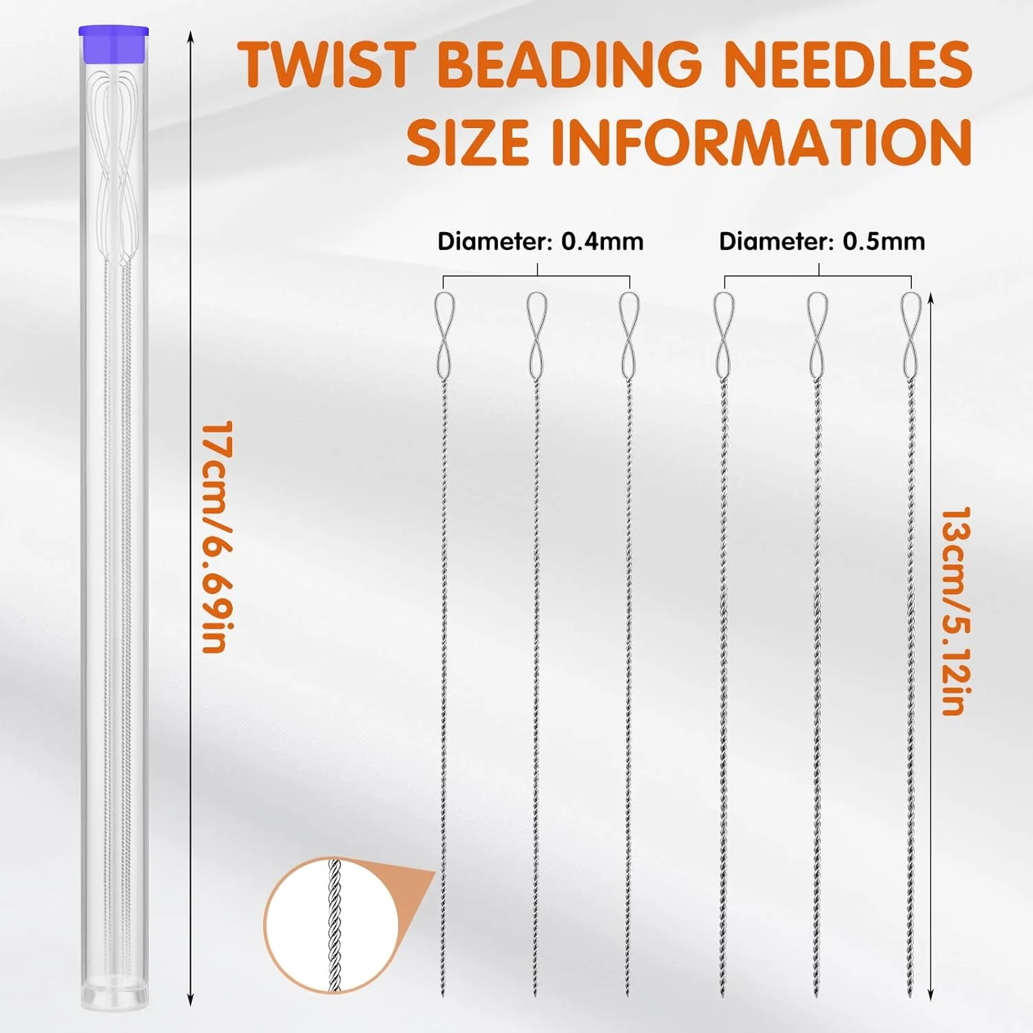 سوزن های مهره دوزی UOOU، 6 عدد سوزن مهره ای چشمی تاشو، سوزن مهره دوزی سیمی پیچ خورده در 2 سایز برای ساخت جواهرات