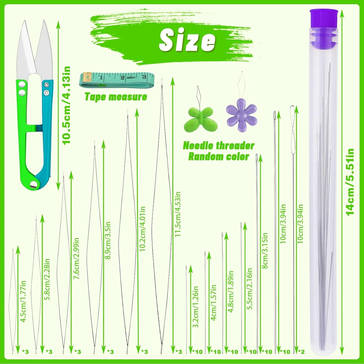 مجموعه سوزن مهره‌دوزی UOOU شامل 86 عدد سوزن در 6 سایز مختلف، سوزن‌های مهره‌دوزی چشم‌بزرگ، سوزن‌های مهره‌دوزی بلند و مستقیم، سوزن‌های مهره‌دوزی پیچ‌دار، سوزن انعطاف‌پذیر برای ساخت جواهرات