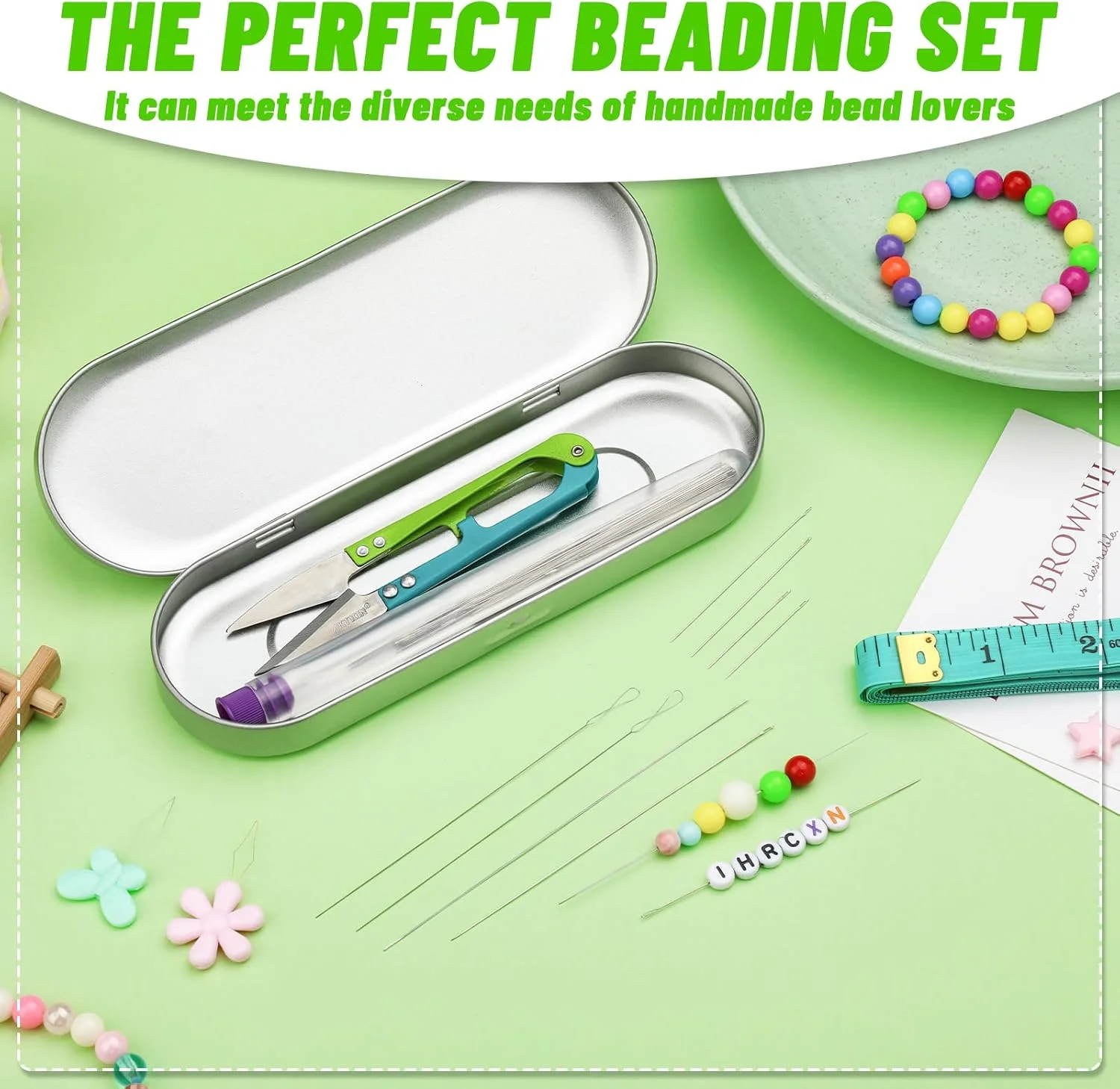 مجموعه سوزن مهره‌دوزی UOOU شامل 86 عدد سوزن در 6 سایز مختلف، سوزن‌های مهره‌دوزی چشم‌بزرگ، سوزن‌های مهره‌دوزی بلند و مستقیم، سوزن‌های مهره‌دوزی پیچ‌دار، سوزن انعطاف‌پذیر برای ساخت جواهرات