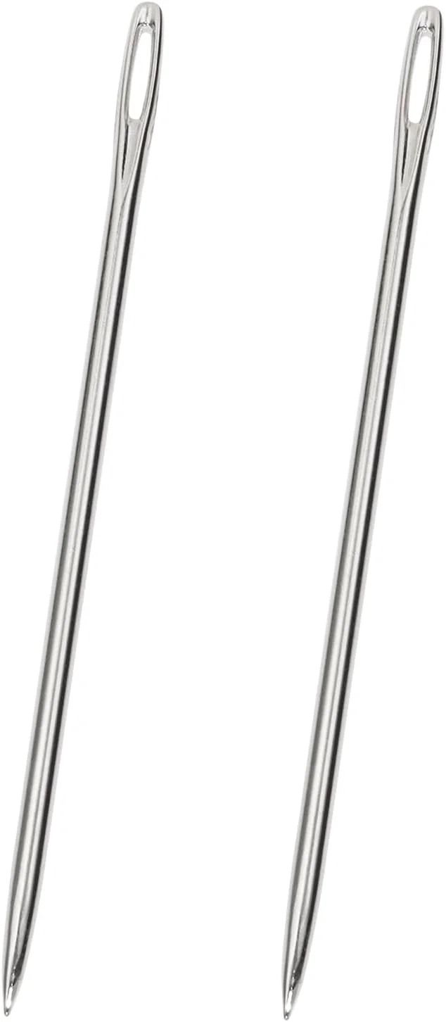 سوزن های خیاطی روکش دوزی توپالیزای با ضخامت 3 میلی متر، چشم بزرگ، سوزن بخیه دوزی دستی بلند و مستقیم برای مبل، صندلی، کوسن، بالش، دکمه، تسمه، چرم، تعمیر بوم، پروژه صنایع دستی، 2 عدد (10 سانتی متر)