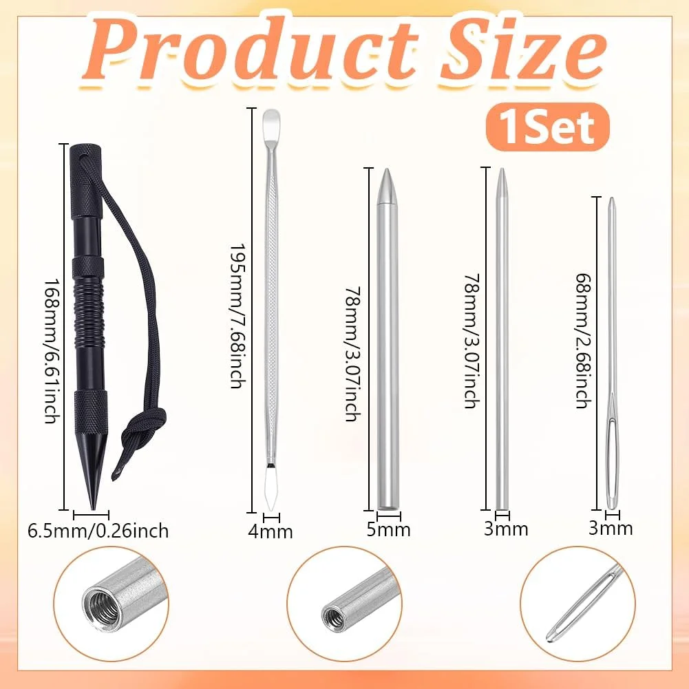 ابزار گره زنی پاراکورد UNICRAFTALE، مجموعه فید پاراکورد، مجموعه مارلین اسپایک فلزی، سوزن های بندکشی دوخت، ابزار گره زن صاف کننده برای بافت دستبند طناب چرمی