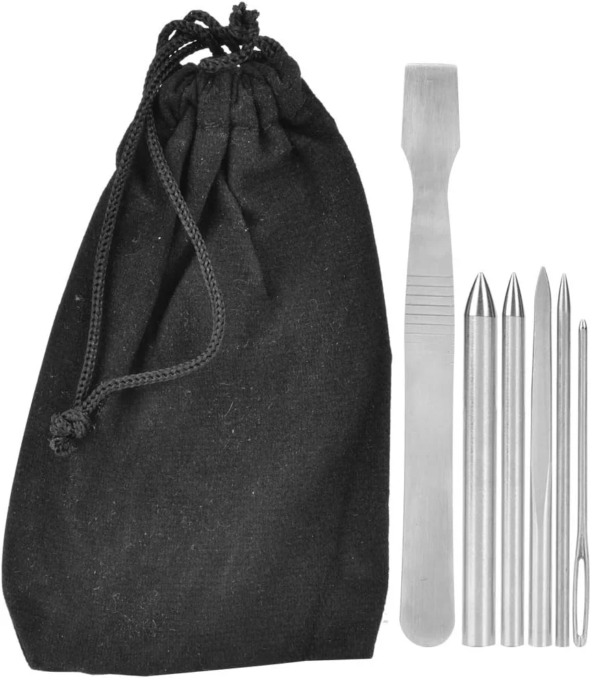 سوزن طناب چتر نجات، ست 6 عددی سوزن های بافت طناب پاراکورد استیل ضد زنگ، ابزار بافت دستبند DIY