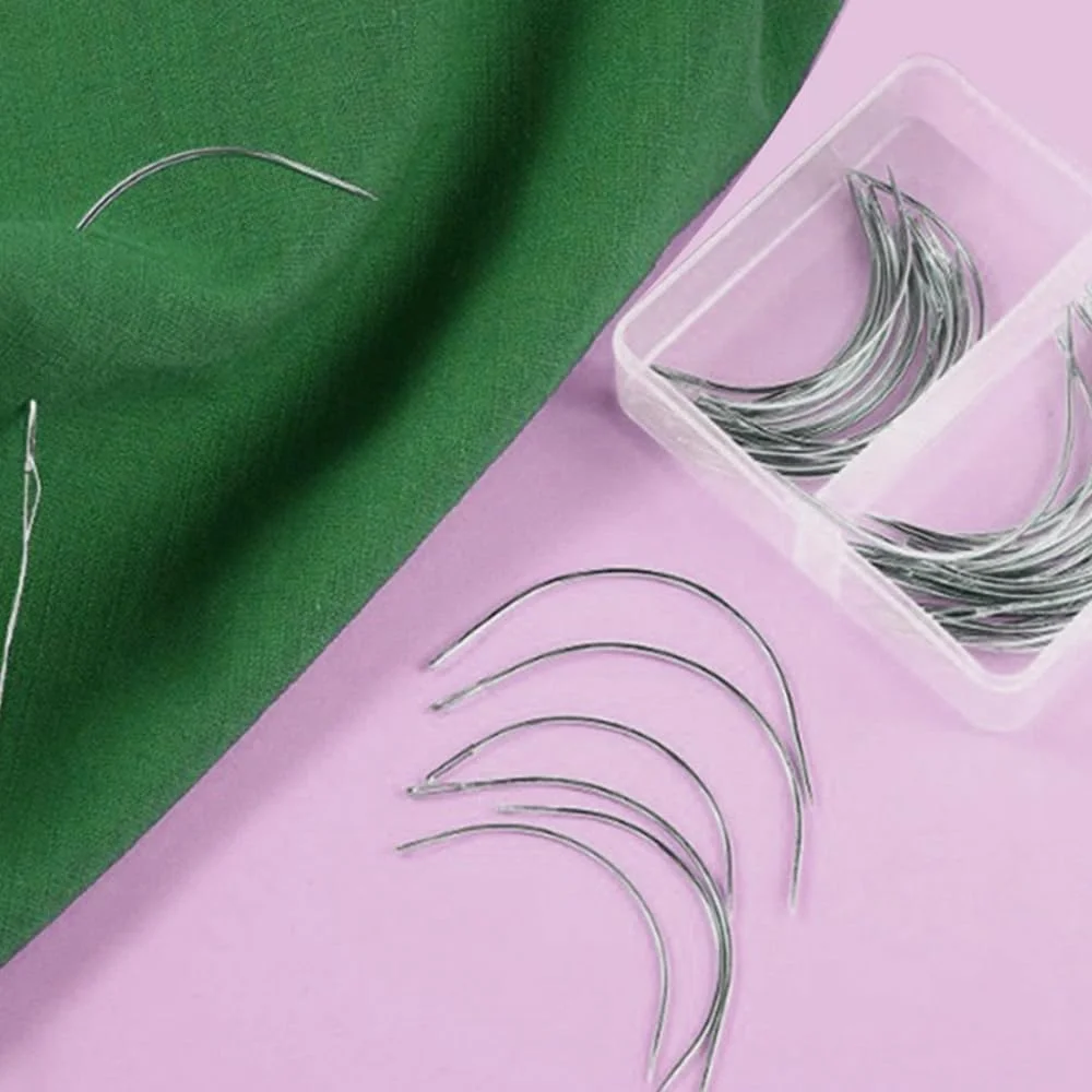 مجموعه سوزن های منحنی TSUOUKL شامل 24 عدد، سوزن های منحنی، سوزن های روکش دوزی، سوزن های زین دوزی، سوزن های منحنی مدل PerüCke C، سوزن های زین گرد، سوزن های چرمی منحنی برای دوخت