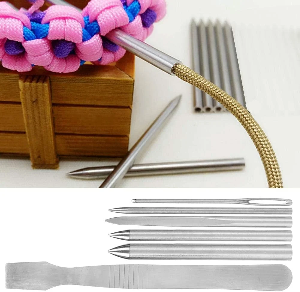 سوزن طناب چتر نجات، ست 6 عددی سوزن های بافت طناب پاراکورد استیل ضد زنگ، ابزار بافت دستبند DIY سوزن طناب چتر نجات، ست 6 عددی سوزن های بافت طناب پاراکورد استیل ضد زنگ، ابزار بافت دستبند DIY