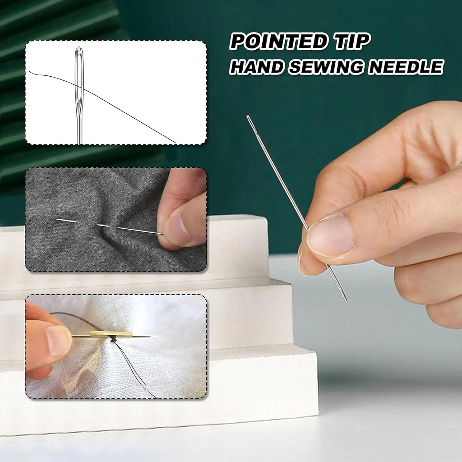 ست سوزن چرم دوزی شامل ۹ سوزن مثلثی و ۲ سوزن چرمی، سوزن های خیاطی دستی با سوراخ بزرگ، سوزن های ملیله دوزی فولادی قوس دار، سوزن های چرم دوزی سنگین، به همراه جعبه چوبی، مناسب برای...