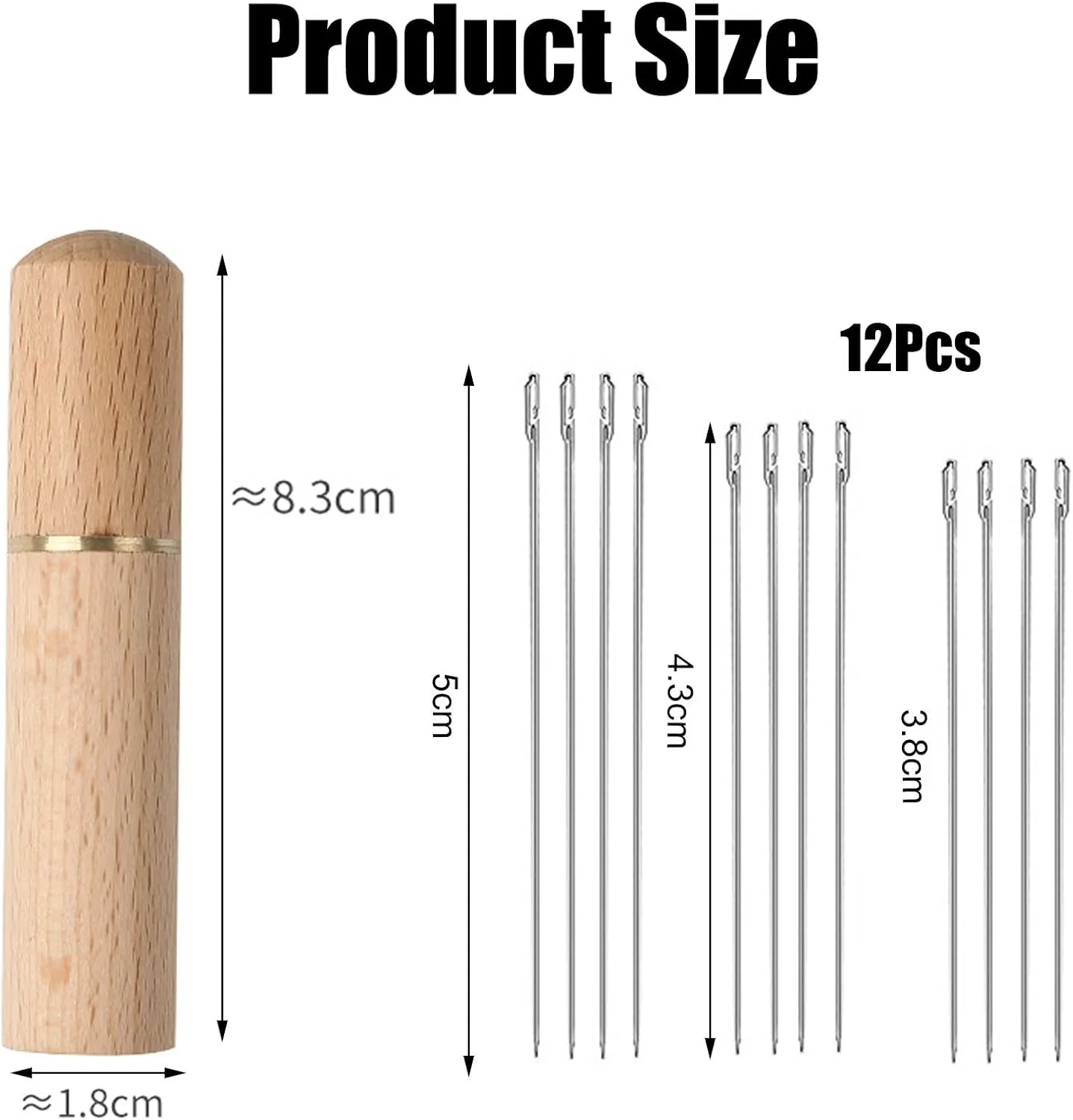 سوزن های خود نخ، 12 عدد سوزن خیاطی نخ آسان سوزن های خیاطی دستی سوزن خیاطی چشم بزرگ سوزن های خیاطی دستی با جعبه سوزن چوبی برای نگهداری لوازم جانبی گلدوزی دست ساز