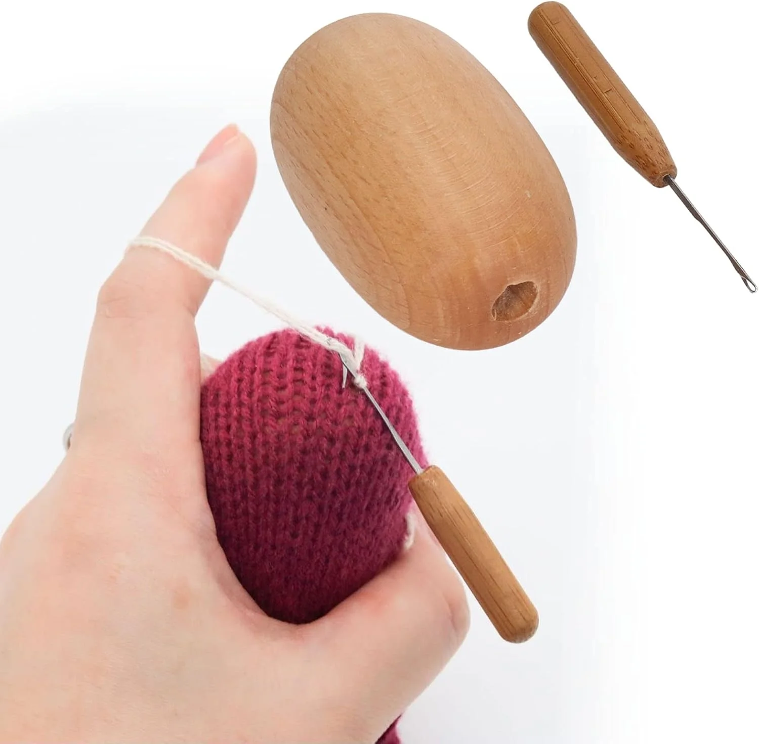 توپیکی تخم مرغ وصله برای جوراب، ابزار خیاطی تخم مرغی چوبی وصله، وصله های سوراخ لباس، ابزار بافندگی DIY با سوزن برای جوراب لباس خانه