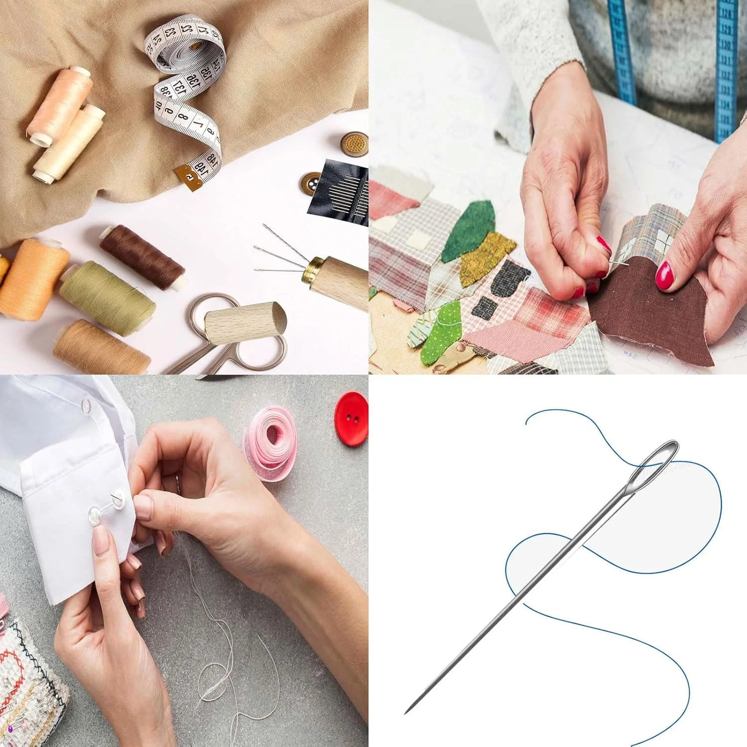 سوزن های خود نخ، 12 عدد سوزن خیاطی نخ آسان سوزن های خیاطی دستی سوزن خیاطی چشم بزرگ سوزن های خیاطی دستی با جعبه سوزن چوبی برای نگهداری لوازم جانبی گلدوزی دست ساز