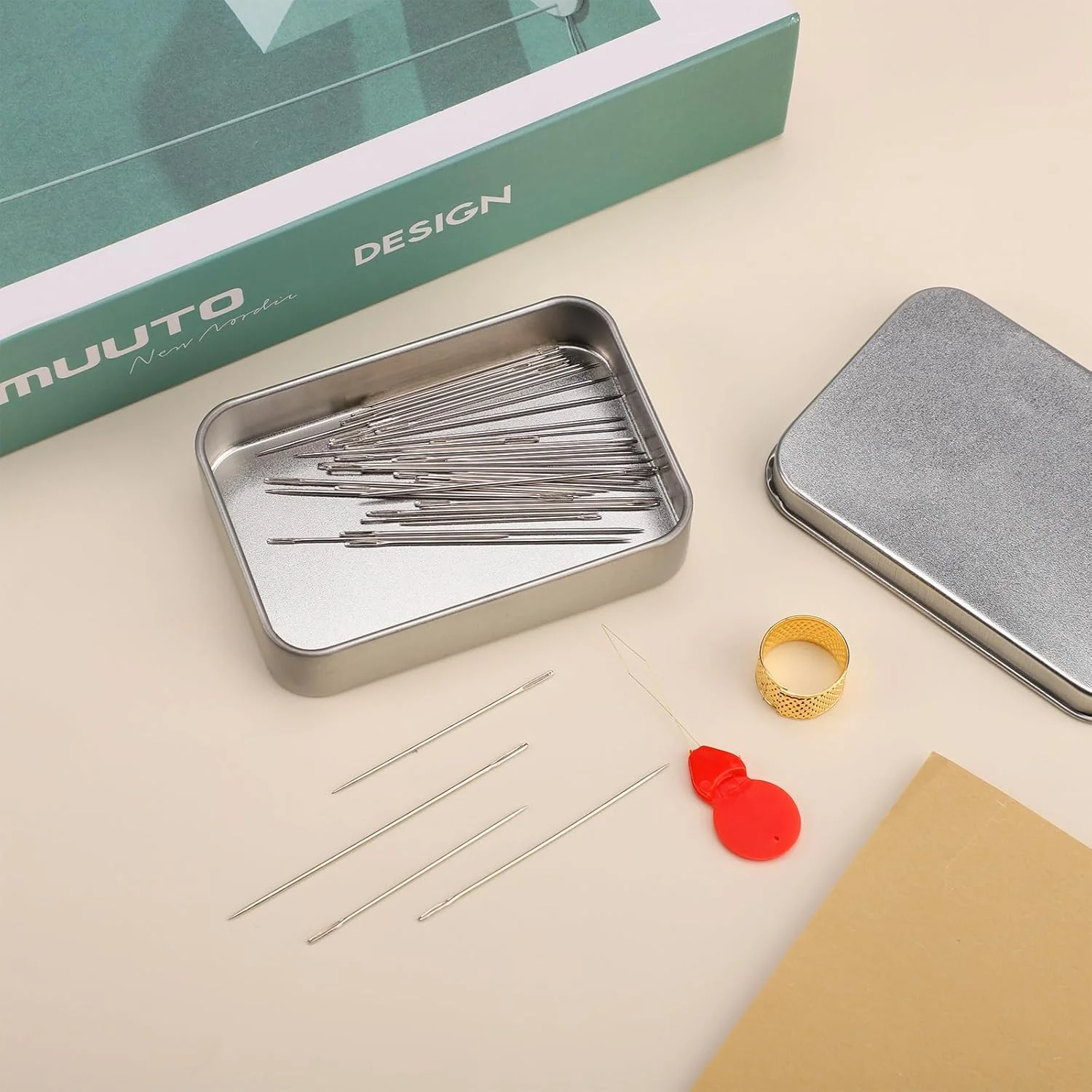 ست سوزن خیاطی 42 عددی، سوزن های خیاطی دستی با چشم بزرگ، سوزن های خیاطی خود نخ، سوزن های گلدوزی استیل ضد زنگ با نخ کن، سوزن های لحاف دوزی برای کاردستی دستی