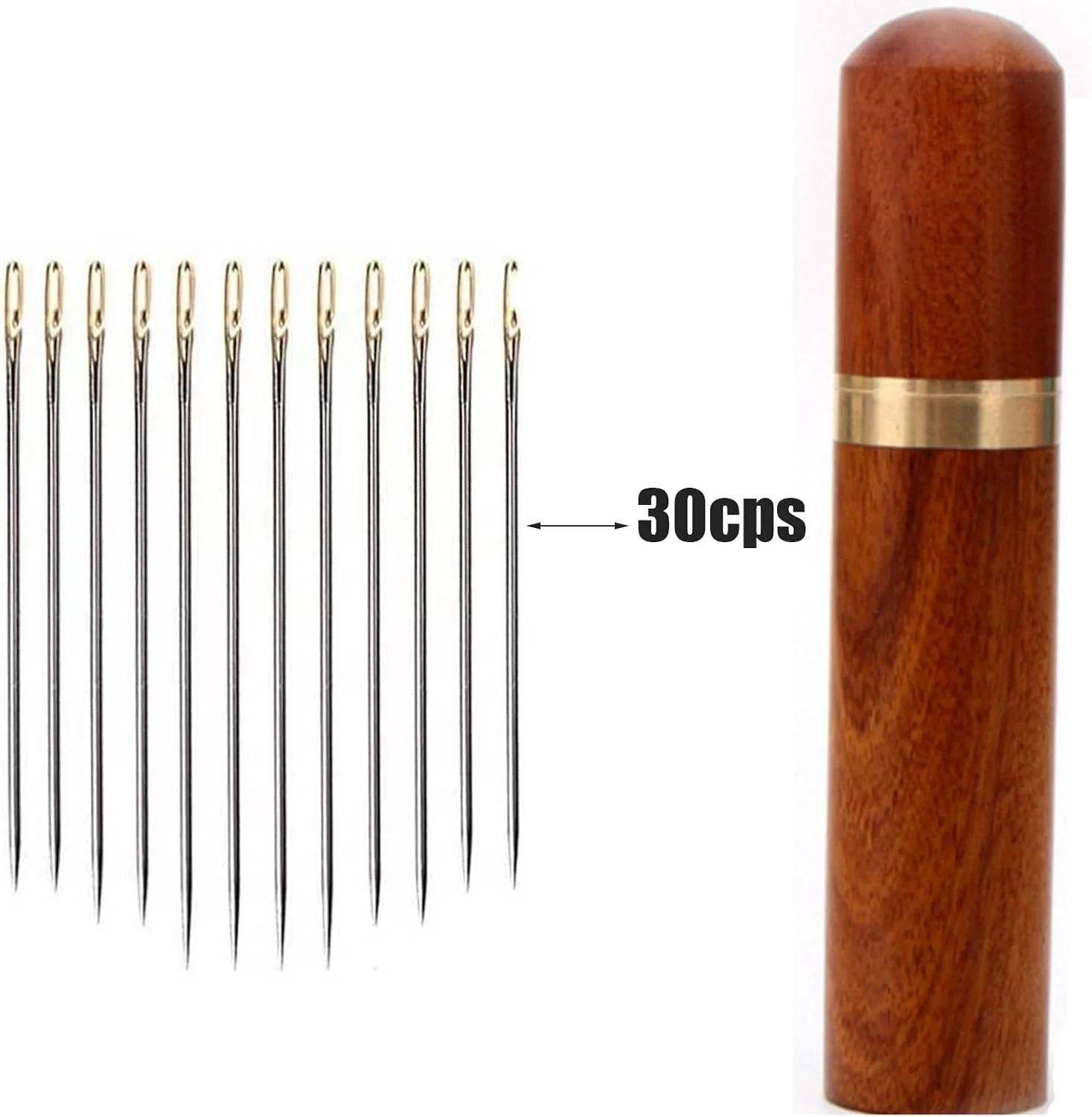 30 عدد سوزن خود نخ کن، سوزن گلدوزی، سوزن های خیاطی دستی با نخ کشی آسان و قابل حمل به همراه جعبه سوزن چوبی برای نگهداری لوازم جانبی سوزن