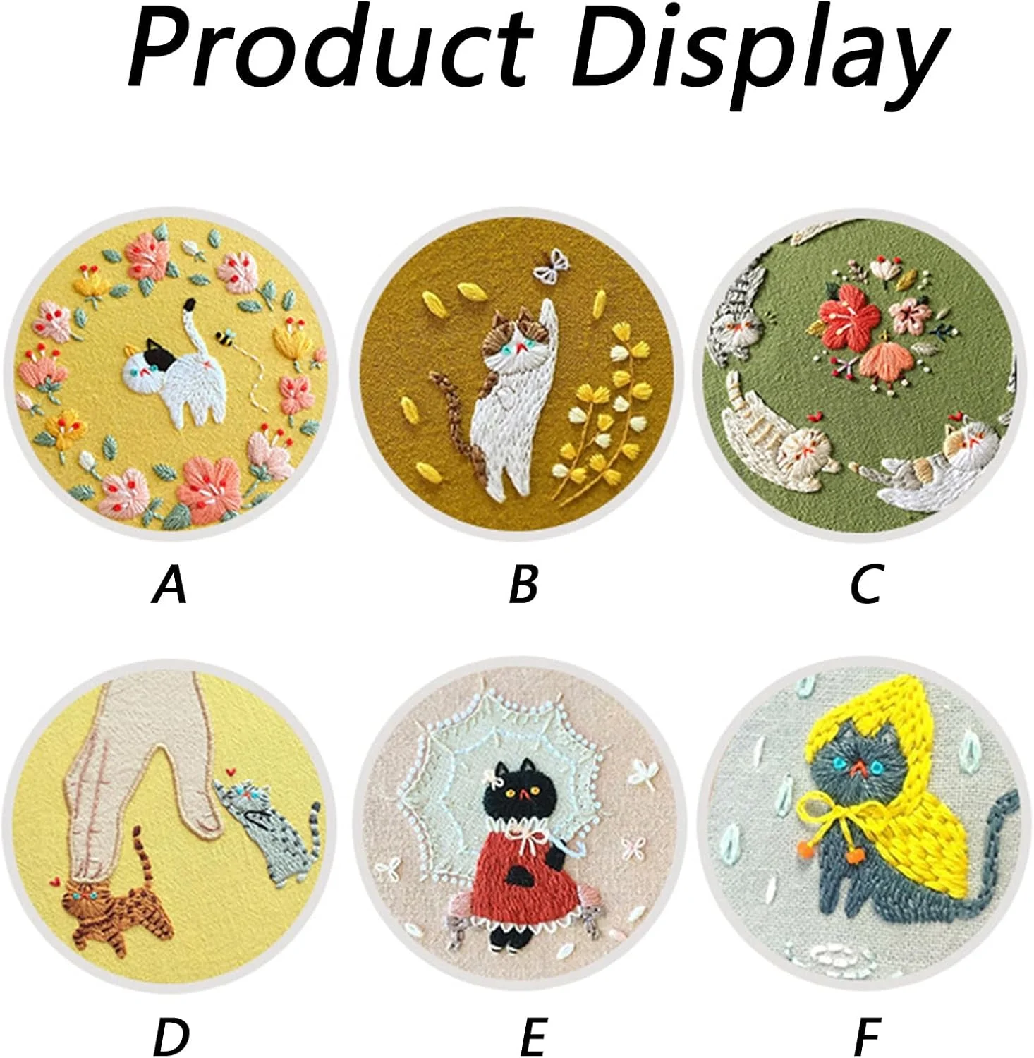 کیت گلدوزی پانچ سوزنی آسان TFPOGOLD، کیت پانچ سوزنی مبتدی، کیت کوک متقاطع شامل قلم گلدوزی دسته دار، پارچه، حلقه، نخ و دستورالعمل (A)