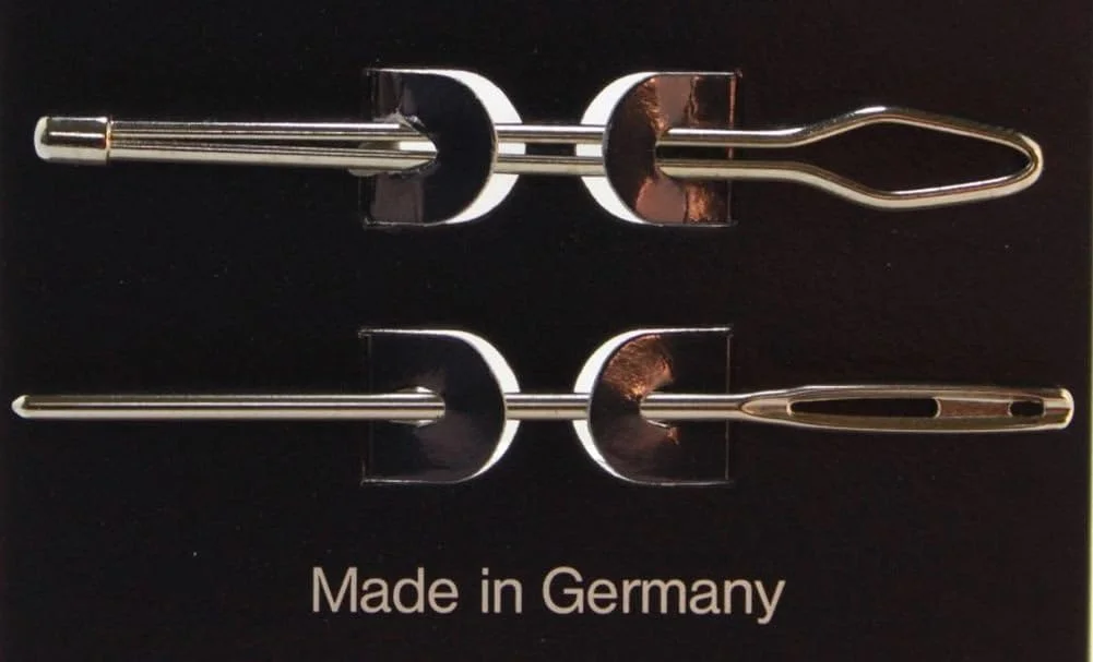 سوزن عبوری Telliswelt 2 سوزن پشمی برای نخ لاستیکی، پشم و غیره 6.5 و 7 سانتی متر - ساخت آلمان