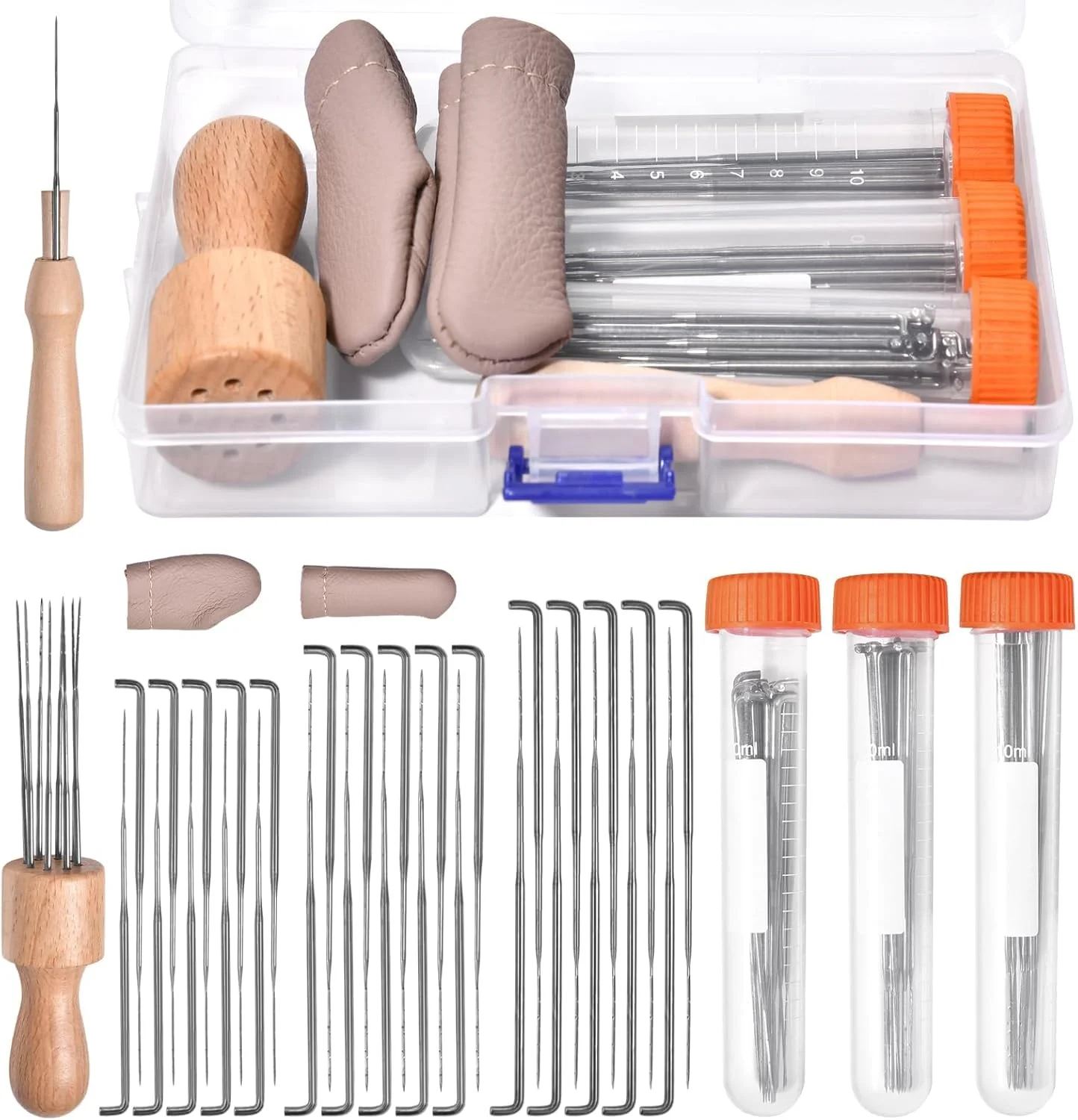 مجموعه ابزار نمد دوزی SPEEDWOX شامل سوزن های نمد دوزی، نگهدارنده سوزن، دسته چوبی، انگشتانه و بطری های نگهداری سوزن - 47 قطعه