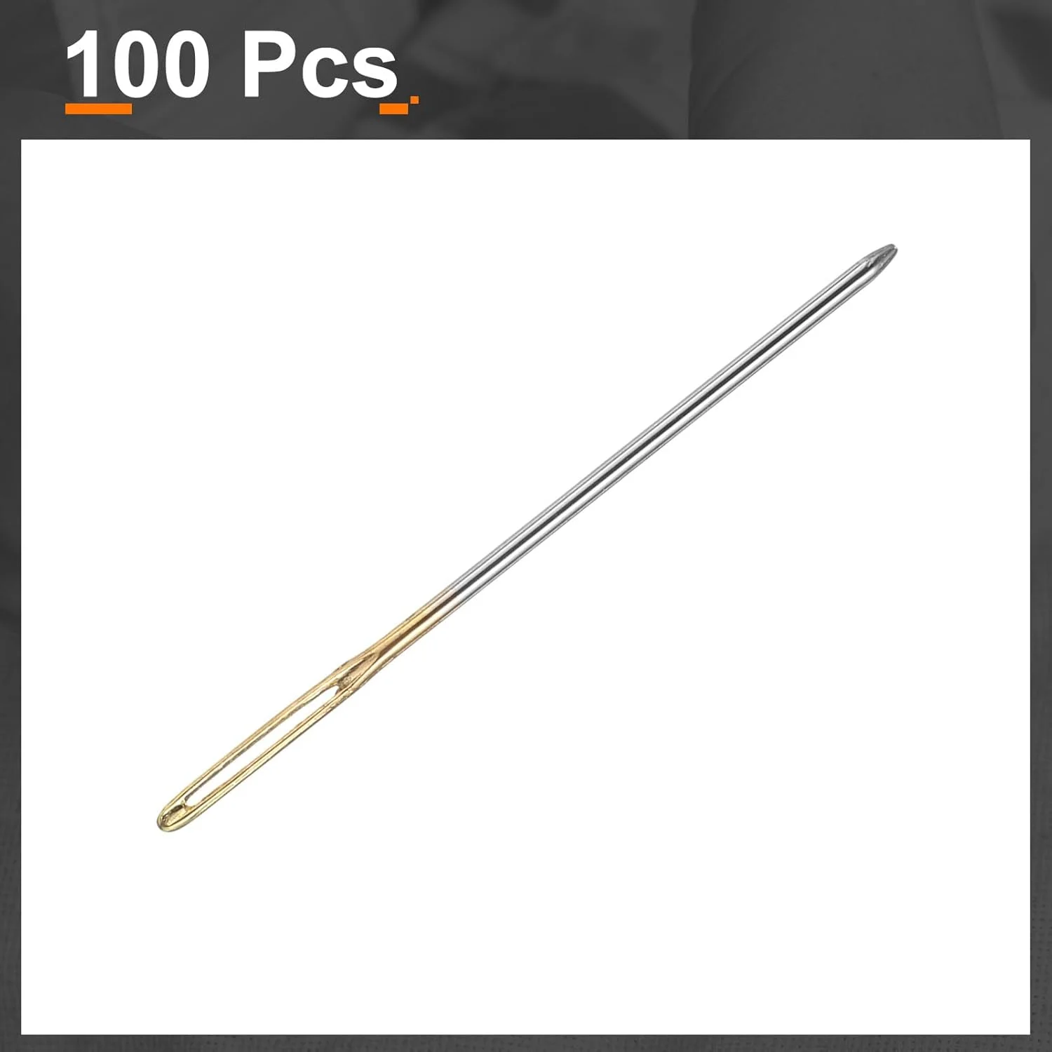 سورسینگ مپ 100 عدد سوزن روکش دوزی قطر 0.94 میلی متر طول 40.5 میلی متر (1.59 اینچ) سوزن های دستی دوخت و دوز چشم بزرگ استیل ضد زنگ برای چرم ملیله دوزی لحاف دوزی، طلایی