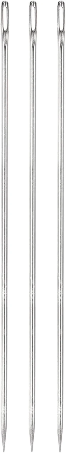 سوزن های روکش دوزی سورسیینگ مپ 3 عددی، سوزن های خیاطی چشم بزرگ فوق العاده بلند 20 سانتی متری، سوزن های دستی مستقیم با قابلیت نخ کشی آسان، فولاد ضد زنگ برای مبلمان چرمی