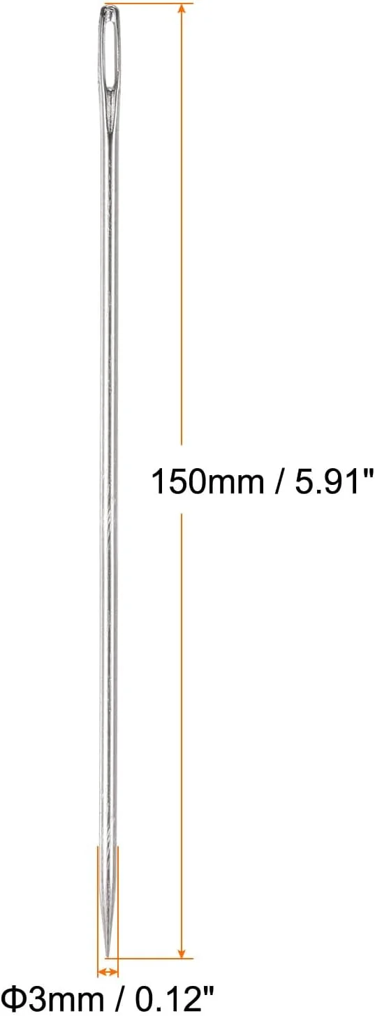 سوزن های روکش دوزی نقشه منبع 2 عددی چشم بزرگ بسیار بلند 6 اینچی سوزن های خیاطی سوزن های دستی مستقیم آسان برای نخ کردن فولاد ضد زنگ برای چرم مبلمان