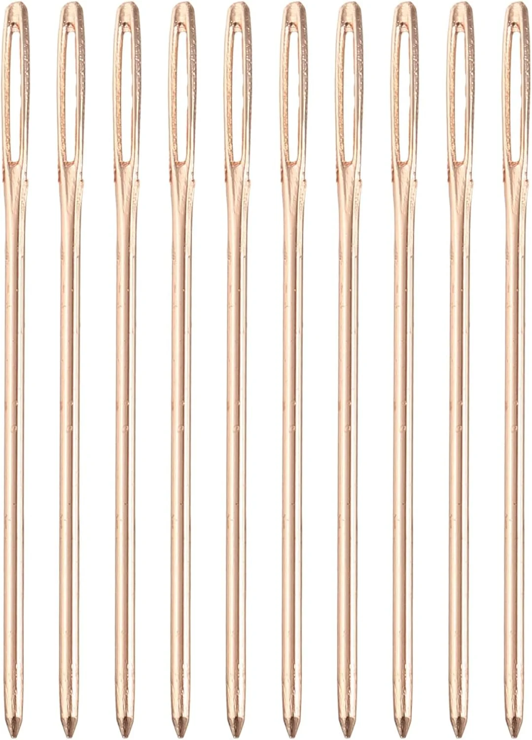 سورسینگ مپ 50 عدد سوزن چشم بزرگ، 1.89 اینچ 1.25 میلی متر سوزن نخ دوزی آهنی کربن بالا سوزن خیاطی سوزن با نوک گرد برای خیاطی دستی صنایع دستی هنری، طلایی رز