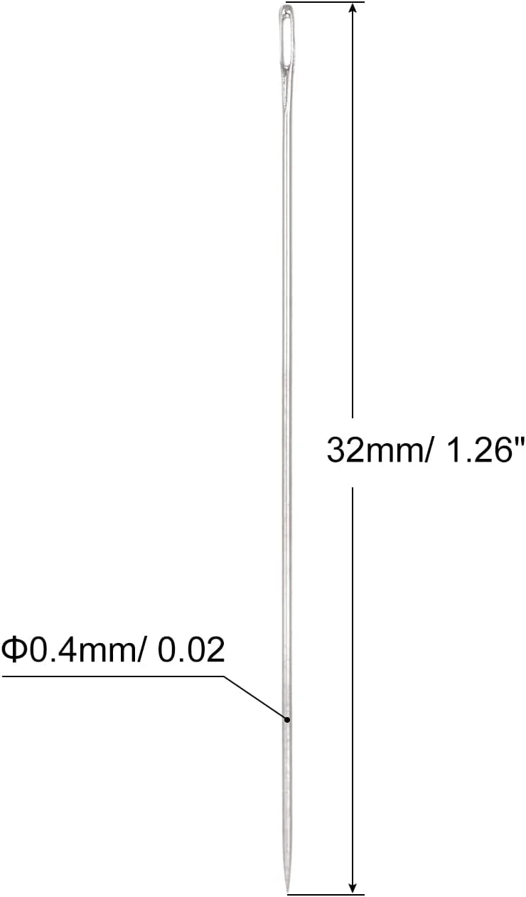 سورسینگ مپ 30 عدد سوزن مهره دوزی نازک و بلند، نخ های گلدوزی و خیاطی مستقیم از جنس استیل ضد زنگ، ست سوزن 1.26 اینچی
