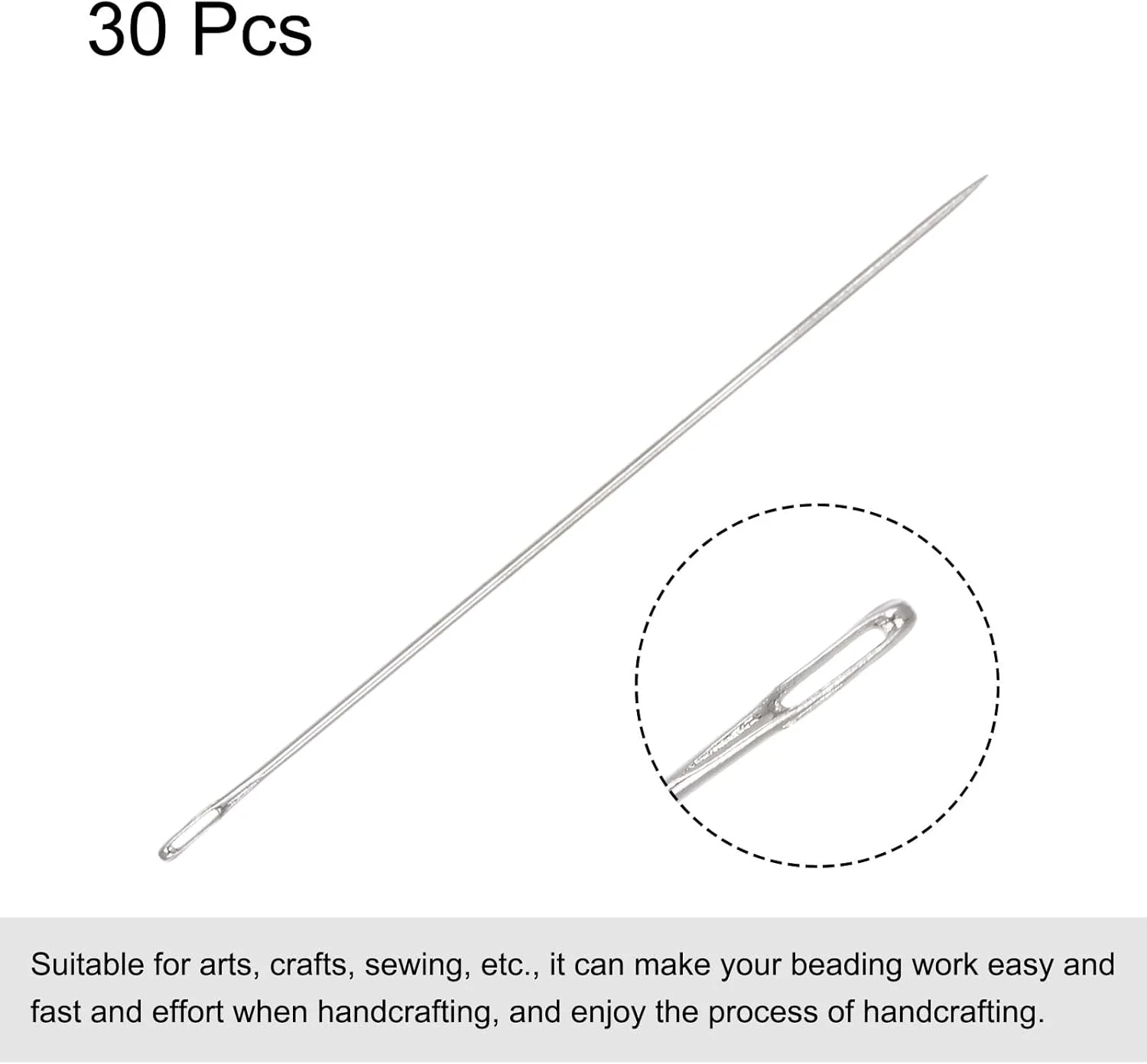 سورسینگ مپ 30 عدد سوزن مهره دوزی نازک و بلند، نخ های گلدوزی و خیاطی مستقیم از جنس استیل ضد زنگ، ست سوزن 1.26 اینچی