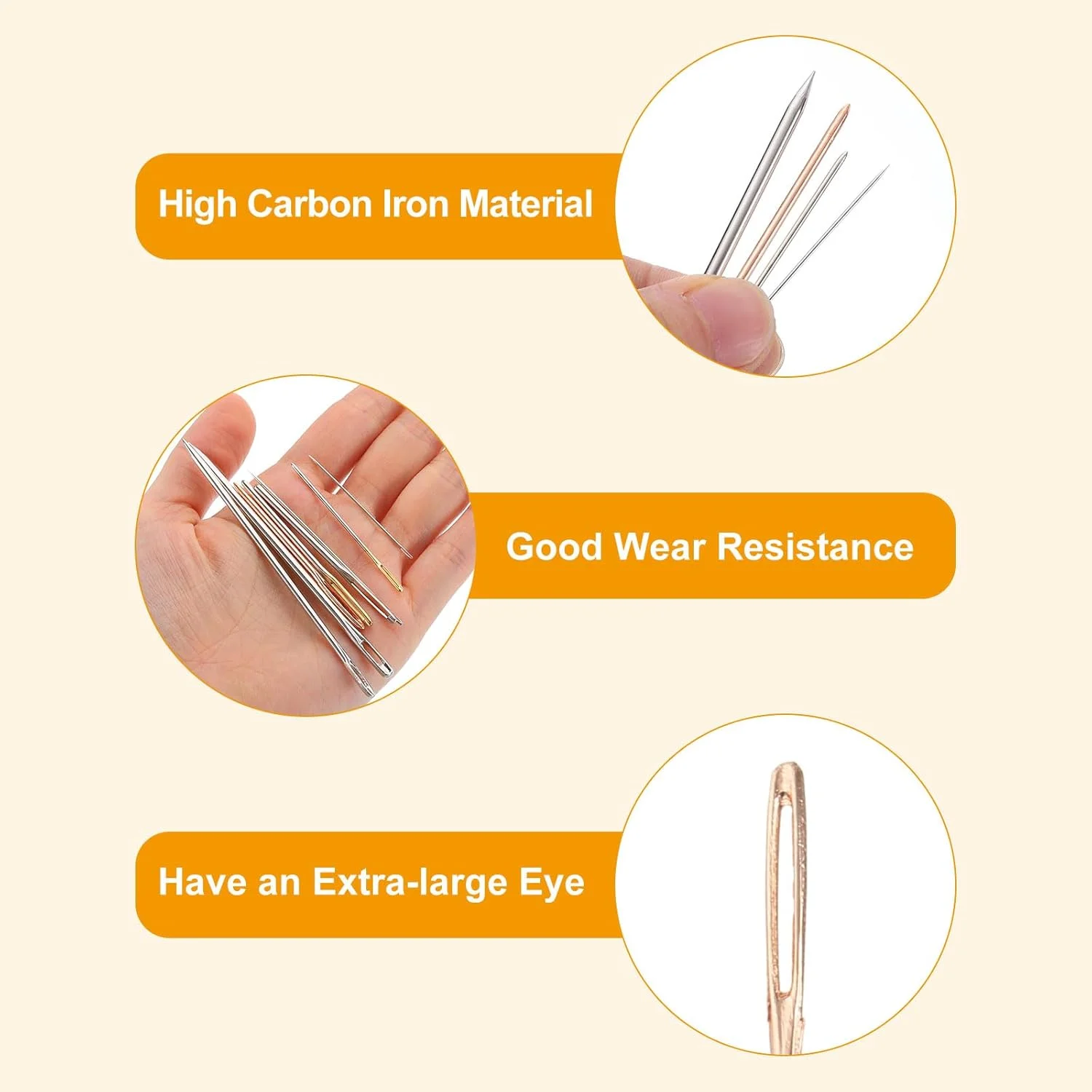 سورسینگ مپ 50 عدد سوزن چشم بزرگ، 1.89 اینچ 1.25 میلی متر سوزن نخ دوزی آهنی کربن بالا سوزن خیاطی سوزن با نوک گرد برای خیاطی دستی صنایع دستی هنری، طلایی رز سورسینگ مپ 50 عدد سوزن چشم بزرگ، 1.89 اینچ 1.25 میلی متر سوزن نخ دوزی آهنی کربن بالا سوزن خیاطی سوزن با نوک گرد برای خیاطی دستی صنایع دستی هنری، طلایی رز