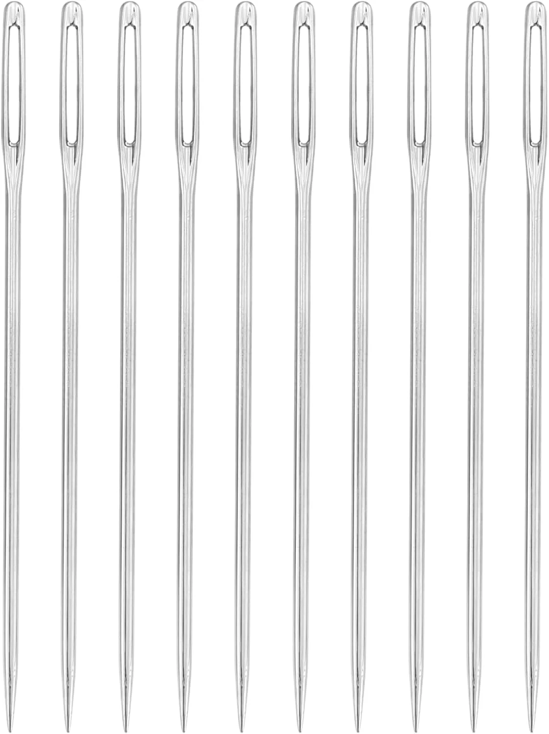 سورسینگ مپ 50 عدد سوزن چشم بزرگ، 2.2 اینچ 1.25 میلی متر سوزن نخ دوزی آهنی کربن بالا سوزن خیاطی چشم بزرگ سوزن بافندگی برای خیاطی دستی صنایع دستی هنری، نقره ای