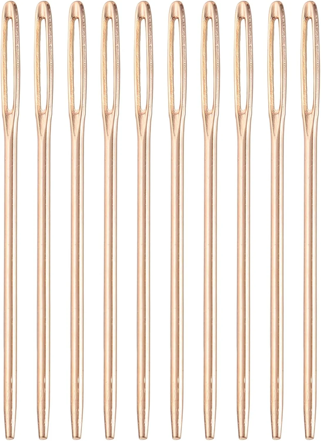 سورسینگ مپ 50 عدد سوزن چشم بزرگ، 2.76 اینچ 2 میلی متر سوزن نخ دوزی آهنی کربن بالا سوزن خیاطی سوزن با نوک گرد برای صنایع دستی هنری خیاطی دستی، رزگلد