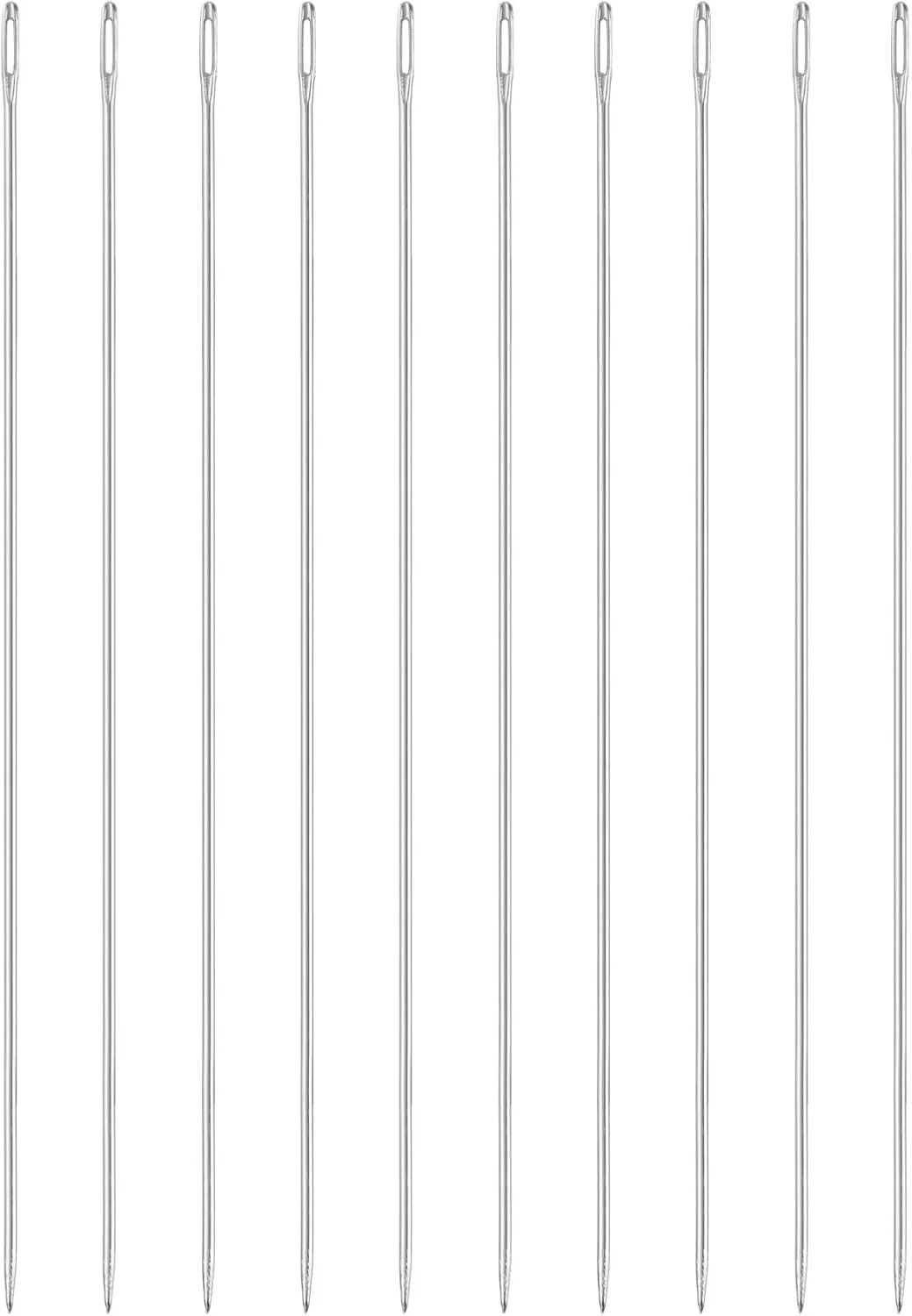 سورسینگ مپ 50 عددی سوزن های چشم بزرگ، 6.89 اینچ 1.6 میلی متر سوزن نخ دوزی آهن کربن بالا سوزن خیاطی چشم بزرگ سوزن بافندگی برای صنایع دستی هنری خیاطی دستی، نقره ای