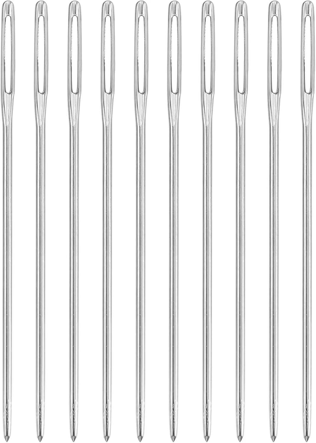 سورسینگ مپ 60 عدد سوزن خیاطی چشم بزرگ، 1.81 اینچ 1.05 میلی متر آهن کربن بالا سوزن نخ گلدوزی سوزن خیاطی سوزن با نوک گرد برای صنایع دستی هنری خیاطی دستی، نقره ای