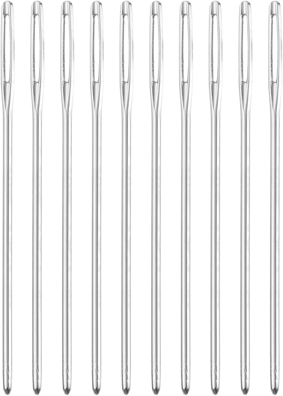 سورسینگ مپ 100 عدد سوزن چشم بزرگ، 1.81 اینچ 1.05 میلی متر سوزن نخ دوزی آهنی کربن بالا سوزن خیاطی سوزن با نوک گرد سوزن بافندگی برای خیاطی دستی صنایع دستی هنری، نقره ای