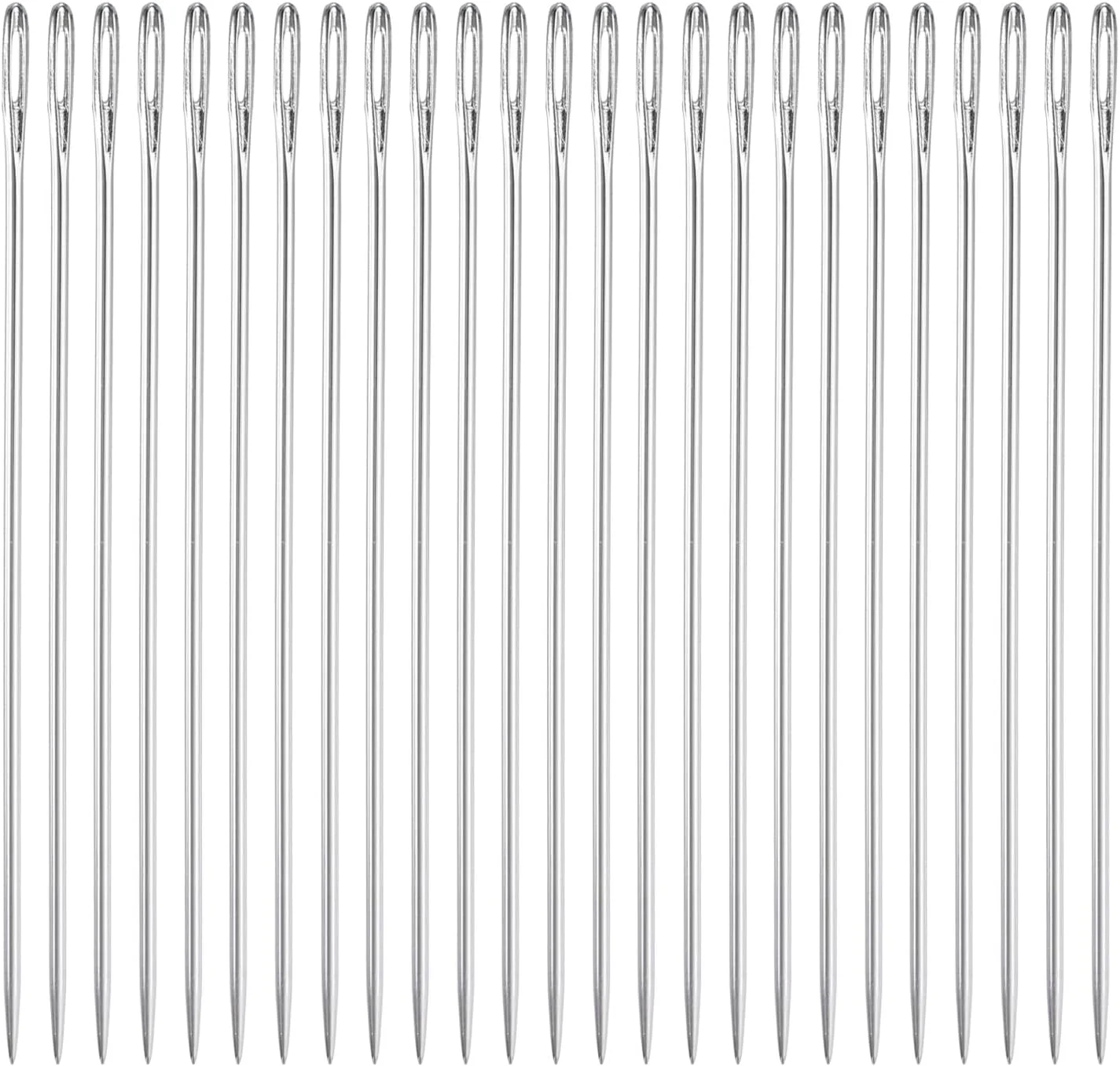 سورسینگ مپ 50 عدد سوزن چشم بزرگ، 3.94 اینچ 1.6 میلی متر سوزن نخ دوزی آهنی کربن بالا سوزن خیاطی چشم بزرگ سوزن بافندگی برای خیاطی دستی صنایع دستی هنری، نقره ای