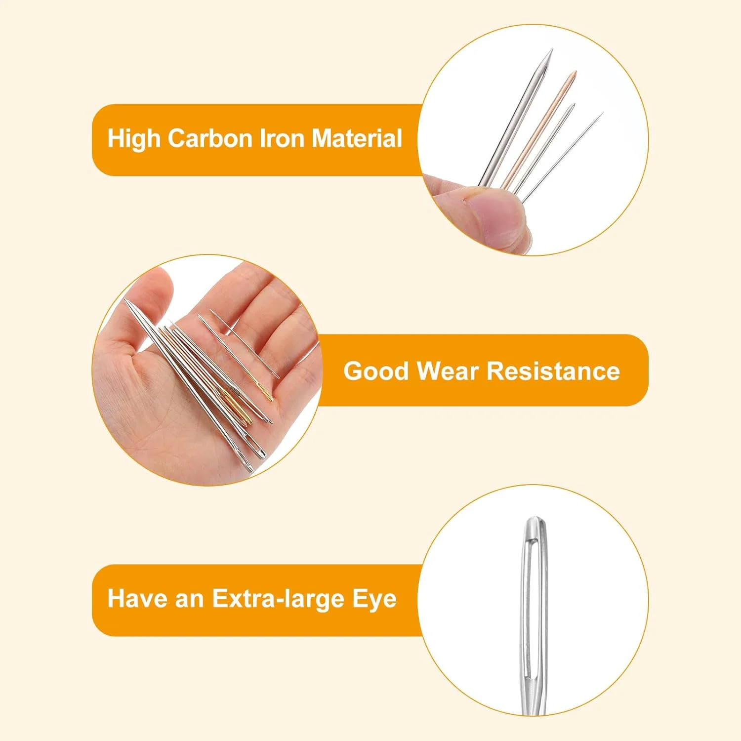 سورسینگ مپ 100 عددی سوزن های چشم بزرگ، 7 سانتی متری، 2 میلی متری، سوزن نخ دوزی آهنی کربن بالا، سوزن خیاطی، سوزن بافندگی کند برای صنایع دستی هنری خیاطی دستی، نقره ای