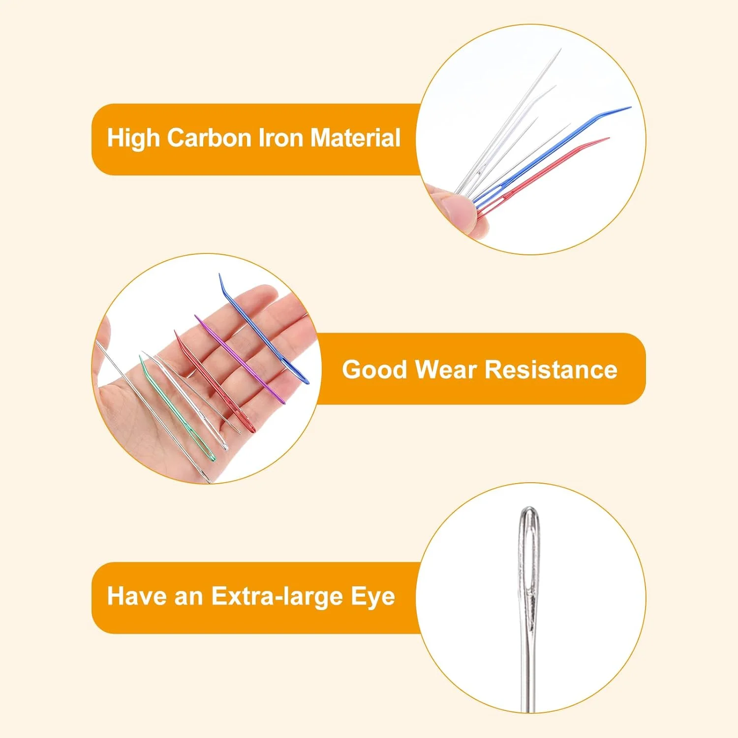 سورسینگ مپ 50 عدد سوزن چشم بزرگ، 3.94 اینچ 1.6 میلی متر سوزن نخ دوزی آهنی کربن بالا سوزن خیاطی چشم بزرگ سوزن بافندگی برای خیاطی دستی صنایع دستی هنری، نقره ای