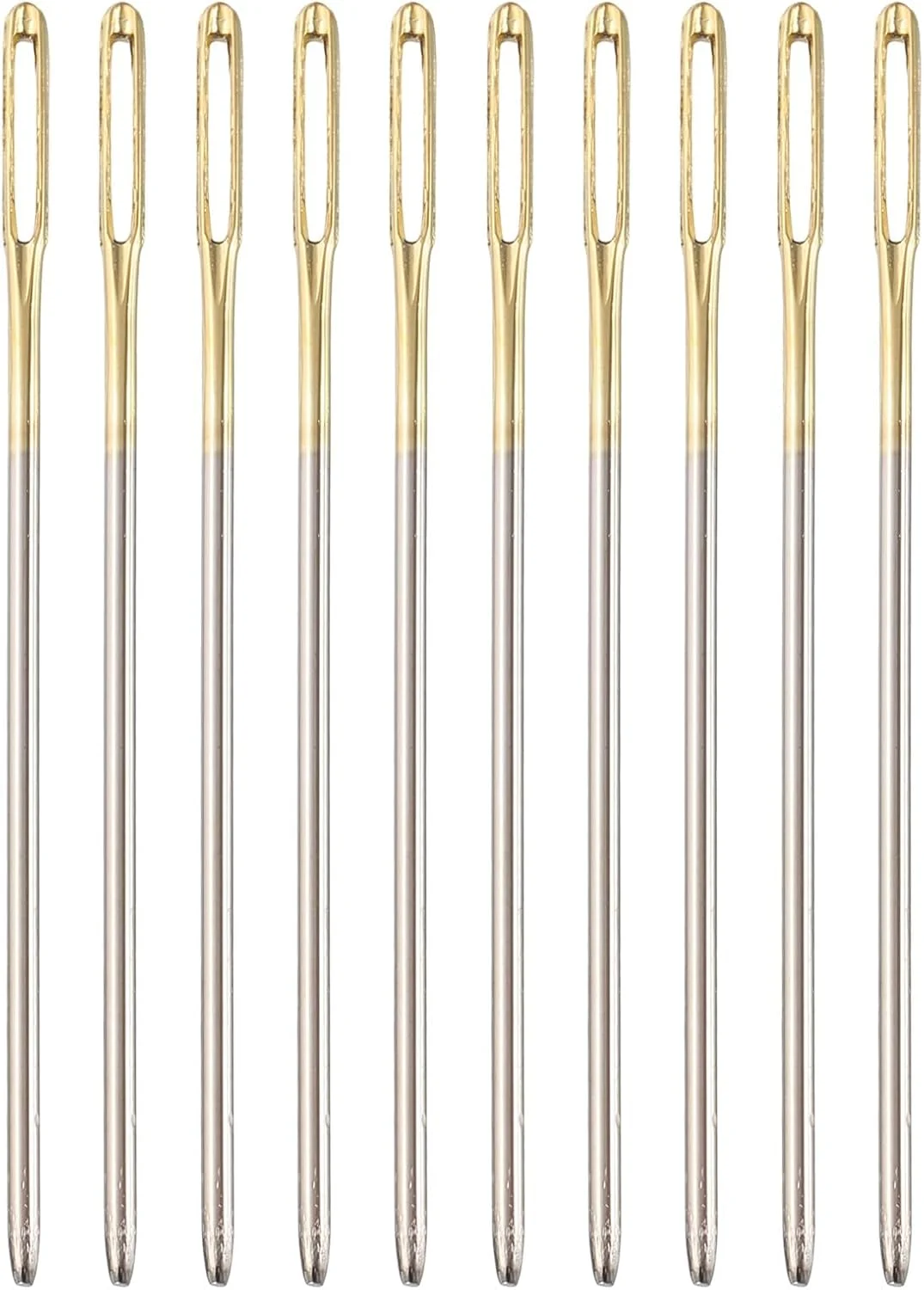 سورسینگ مپ 50 عددی سوزن های چشم بزرگ، 2.05 اینچ 1.25 میلی متر سوزن نخ دوزی آهنی کربن بالا سوزن خیاطی سوزن با نوک کند سوزن بافندگی برای صنایع دستی هنری خیاطی دستی، طلایی، نقره ای