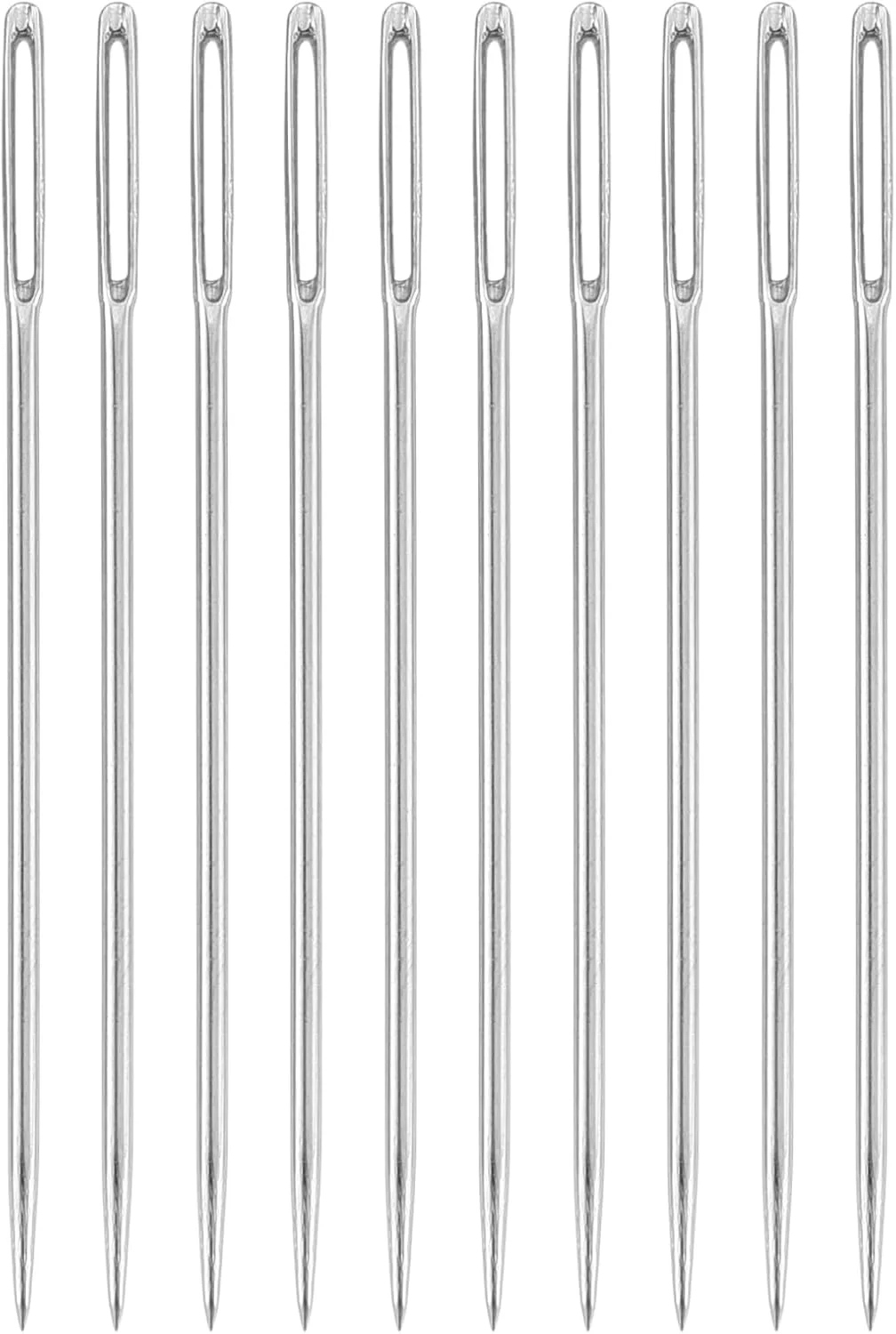 سوزن های خیاطی چشم بزرگ sourcing map، 30 عددی، 1.65 اینچ 1.05 میلی متر آهن کربن بالا سوزن نخ گلدوزی سوزن خیاطی سوزن با چشم بزرگ سوزن بافندگی برای صنایع دستی هنری خیاطی دستی، نقره ای