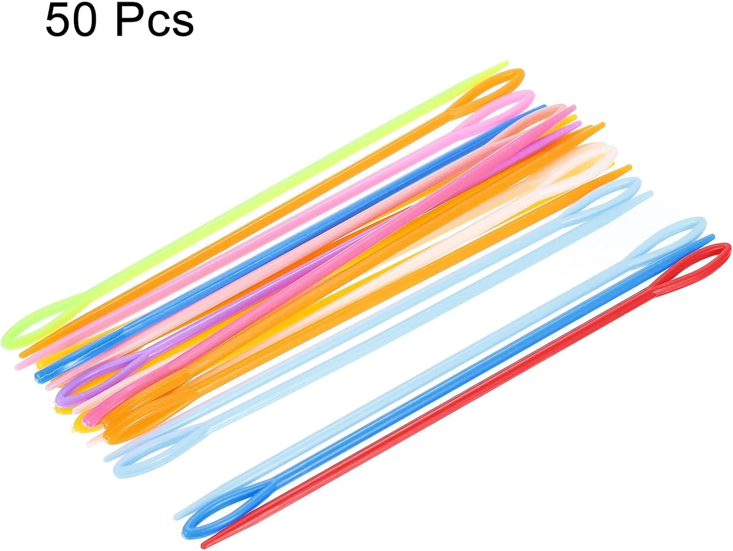 sourcing map 50 عدد سوزن پلاستیکی خیاطی 5.9 اینچی، سوزن های پلاستیکی چشم بزرگ، سوزن های گلدوزی نخ توری، سوزن های آموزشی برای خیاطی DIY صنایع دستی دست ساز، رنگ های مخلوط