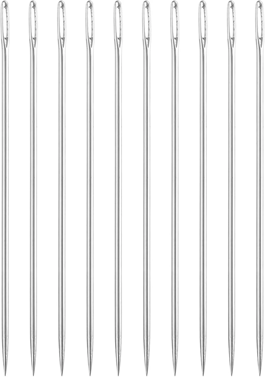 سورسینگ مپ 20 عدد سوزن چشم بزرگ، 1.81 اینچ 0.8 میلی متر سوزن نخ دوزی آهنی کربن بالا سوزن خیاطی چشم بزرگ سوزن بافندگی برای صنایع دستی هنری خیاطی دستی، نقره ای