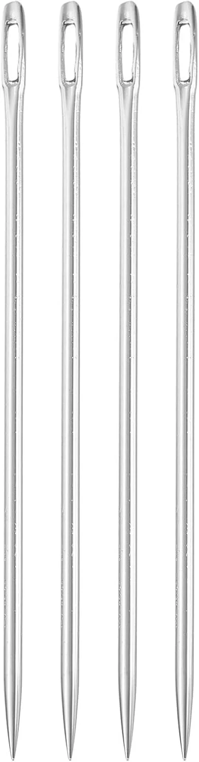 سورسینگ مپ 1 ست سوزن چشم بزرگ، 3.94 اینچ 2.3 میلی متر سوزن نخ گلدوزی فولادی سوزن خیاطی چشم بزرگ سوزن بافندگی برای خیاطی دستی هنرهای دستی، نقره ای