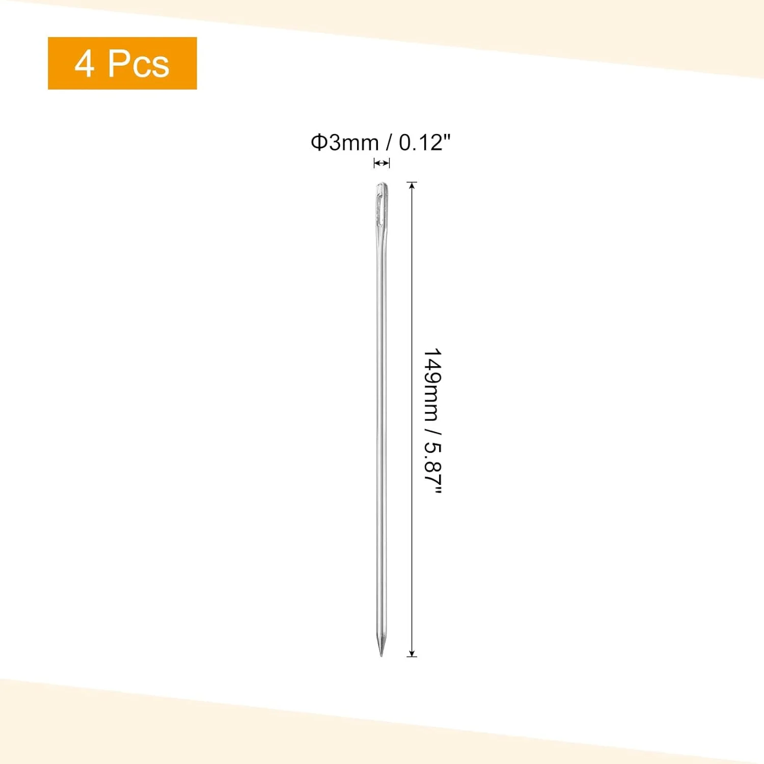 سورسینگ مپ 4 عدد سوزن چشم بزرگ، 5.87 اینچ 3 میلی متر سوزن نخ دوزی فولادی سوزن خیاطی چشم بزرگ سوزن بافندگی برای خیاطی دستی صنایع دستی هنری، نقره ای سورسینگ مپ 4 عدد سوزن چشم بزرگ، 5.87 اینچ 3 میلی متر سوزن نخ دوزی فولادی سوزن خیاطی چشم بزرگ سوزن بافندگی برای خیاطی دستی صنایع دستی هنری، نقره ای