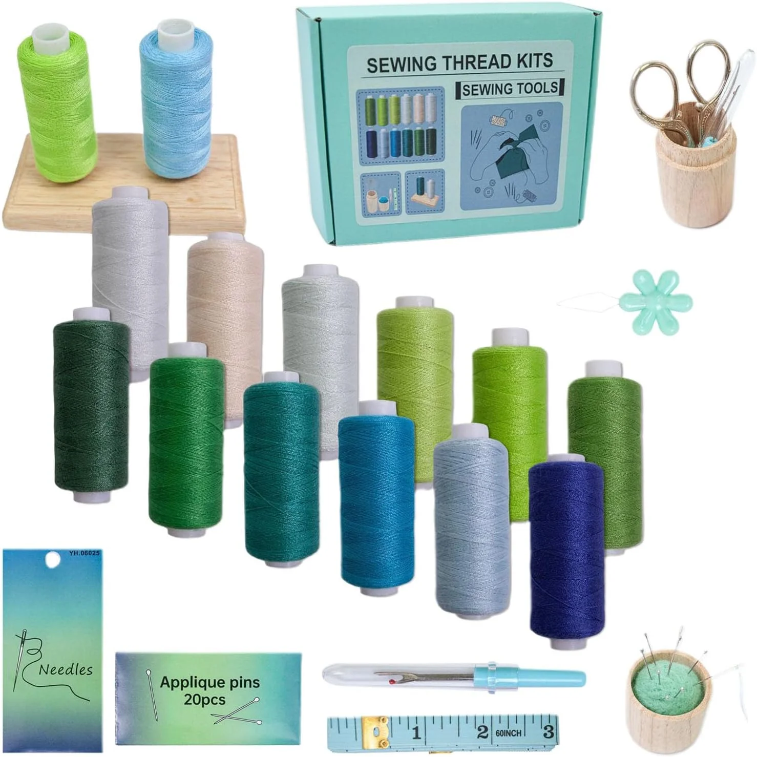 نخ خیاطی، ست 53 تکه سوزن و نخ - لوازم و ابزار گلدوزی، لحاف دوزی و دوخت برای خانه، فضای باز، بزرگسالان، مسافرت، عروسی، مدرسه و کودکان