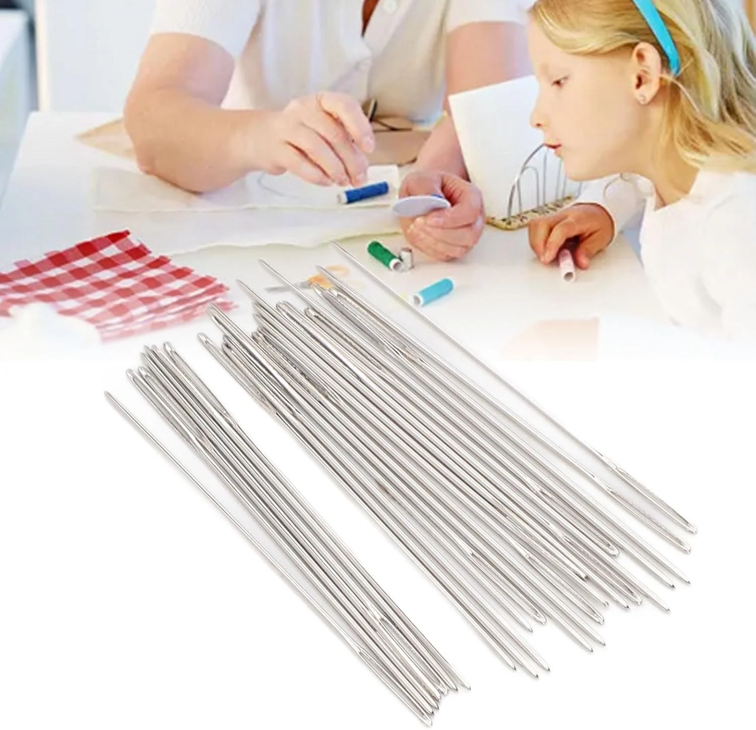 سوزن های خیاطی ضخیم و چشم بزرگ، بسته 25 عددی استیل ضد زنگ، بدون نوک برای گلدوزی دستی (شماره 28)