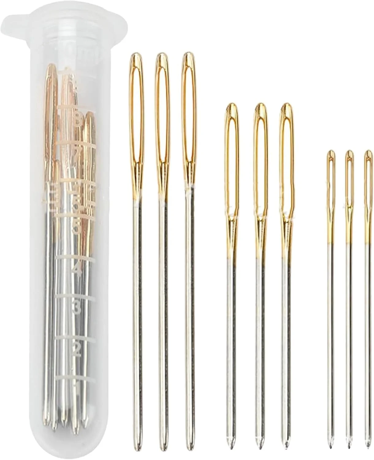 سوزن های خیاطی چشم بزرگ، 9 عدد سوزن خیاطی دستی با نوک گرد و چشم بزرگ، نخ کردن آسان، سوزن بافتنی پشم و نخ چشم بزرگ