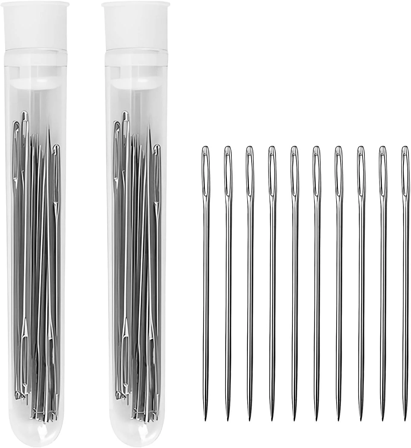 سوزن های خیاطی چشم بزرگ، بسته 40 عددی سوزن های خیاطی دستی با نوک گرد و چشم بزرگ، نخ کردن آسان، سوزن بافتنی پشمی با چشم بزرگ