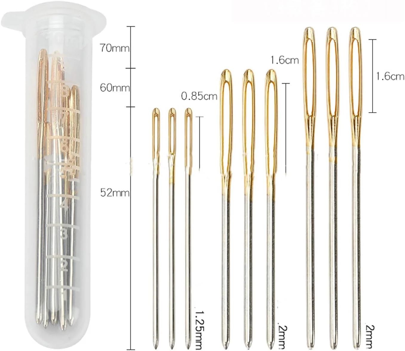 سوزن های خیاطی چشم بزرگ، 9 عدد سوزن خیاطی دستی با نوک گرد و چشم بزرگ، نخ کردن آسان، سوزن بافتنی پشم و نخ چشم بزرگ